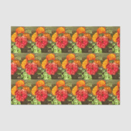 Papel De Seda Jardín De Flores Rojas Y naranja