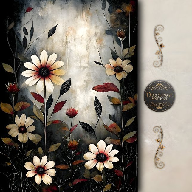 Papel De Seda Jardín de flores silvestres decoupage temperamenta (Moody Wildflower Garden Decoupage Tissue Paper)