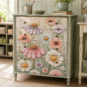 Papel De Seda Jardín de flores silvestres pastel vintage en deco