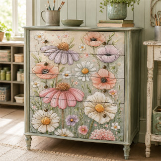 Papel De Seda Jardín de flores silvestres pastel vintage en deco