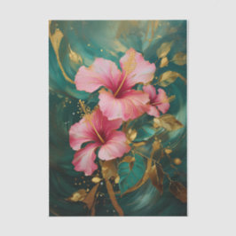 Papel De Seda Jardín de Hibisco Tropical - Collage Floral Exótic