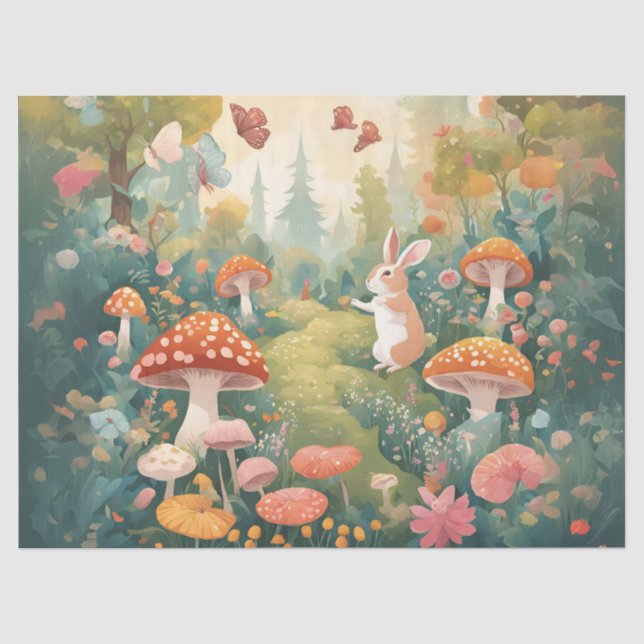 Papel De Seda Jardín de Hongos Caprichosos (Anverso)