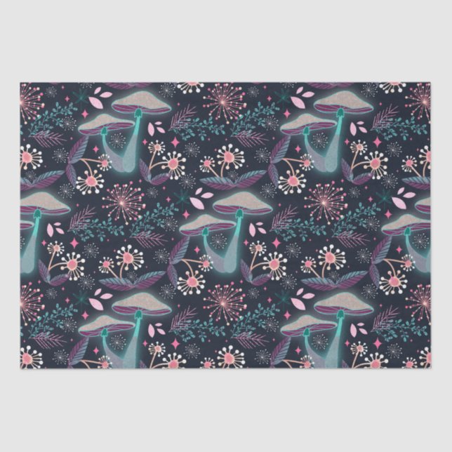 Papel De Seda Jardín de hongos nocturno (Anverso)