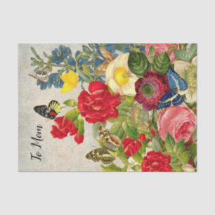 Papel De Seda Jardín de la Madre Carnaciones Rosas Mariposas