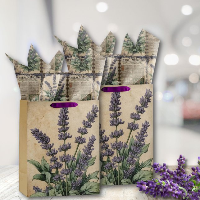 Papel De Seda Jardín de lavanda vintage (Vintage Chic Lavender Tissue Paper for Gift Wrapping, Mother's Day)