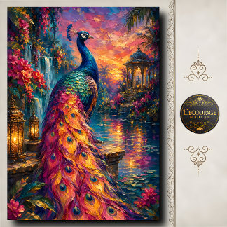 Papel De Seda Jardín de Linterna de Pavo Real al Atardecer Decou