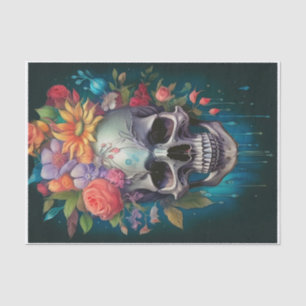 Papel De Seda Jardín de los Muertos, Calavera y Corona Floral