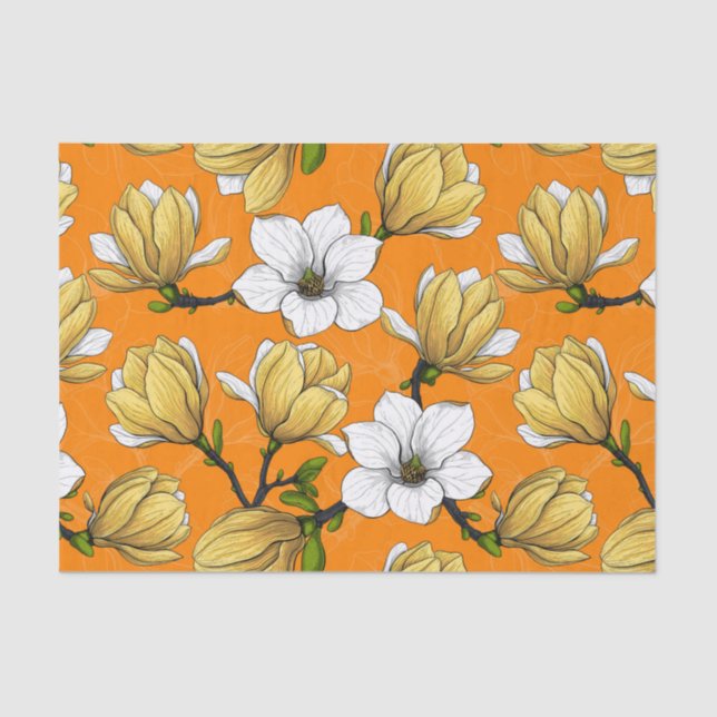 Papel De Seda Jardín de magnolia en amarillo (Anverso)