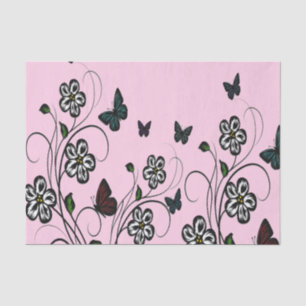Papel De Seda Jardín de mariposas rosadas