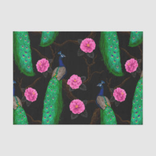 Papel De Seda Jardín de pavos reales nocturnos