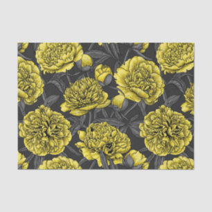 Papel De Seda Jardín de peones nocturnos en amarillo y gris