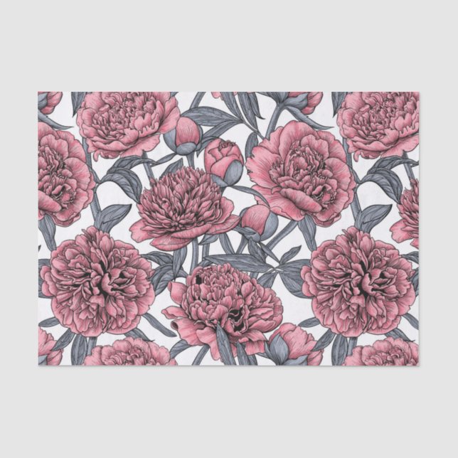 Papel De Seda Jardín de peones rosados (Anverso)