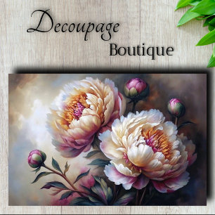 Papel De Seda Jardín de Peonías Antiguas Flor Sueño Decoupage