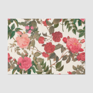Papel De Seda Jardín de rosa rosa de crema floral vintage