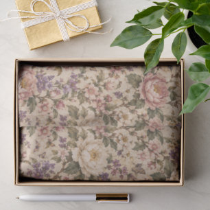 Papel De Seda Jardín de rosas botánicas vintage y patrón de mari