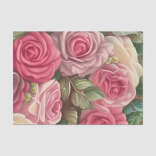 Papel De Seda Jardín de Rosas de Victoria - Flores rosadas paste