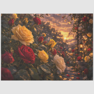 Papel De Seda Jardín de Rosas en Primavera Puestas de Sol Rosas