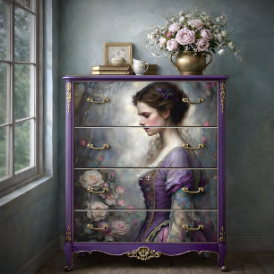 Papel De Seda Jardín de Rosas Romántico Mujer Retrato Decoupage