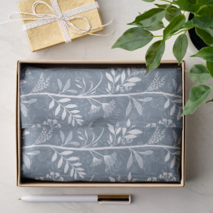 Papel De Seda Jardín de Silueta de Flor Silvestre Azul Polvorien