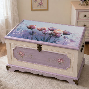 Papel De Seda Jardín de Tulipanes Lavanda Rosado Decoupage