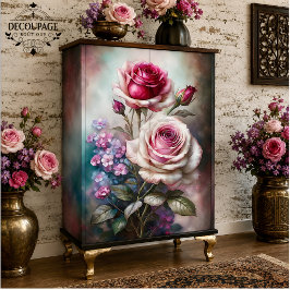 Papel De Seda Jardín del Crepúsculo de Rosas Decoupage