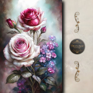 Papel De Seda Jardín del Crepúsculo de Rosas Decoupage