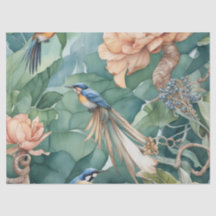 Jardín del Edén con pájaros y flores decoupage Pa