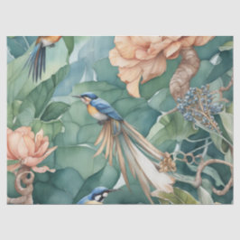 Papel De Seda Jardín del Edén con pájaros y flores decoupage Pa