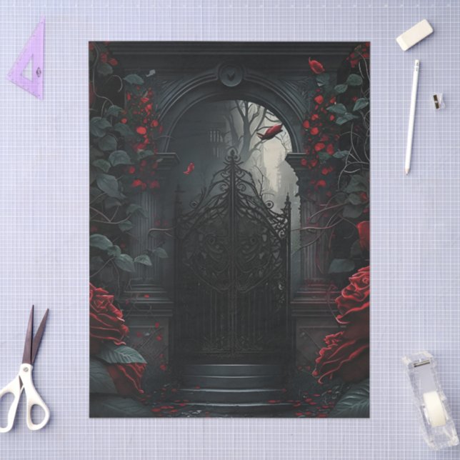 Papel De Seda Jardín del Rosa del Cementerio Gótico (Artesanía)