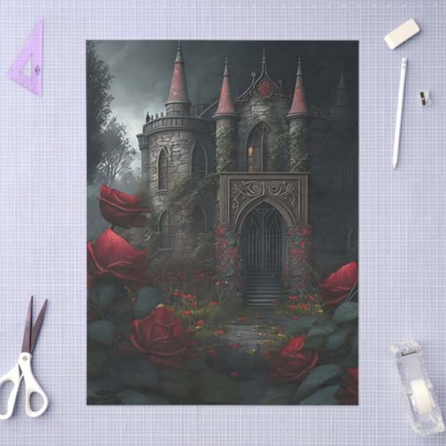 Papel De Seda Jardín del Rosa del Cementerio Gótico (Artesanía)