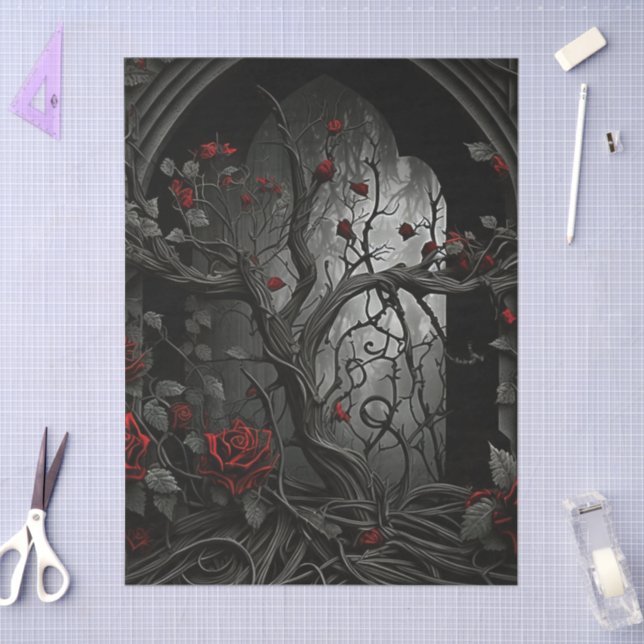 Papel De Seda Jardín del Rosa del Cementerio Gótico (Artesanía)