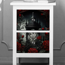 Papel De Seda Jardín del Rosa del Cementerio Gótico con rojo y n