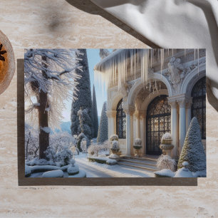 Papel De Seda Jardín Elegante de Invierno Festivo Cubierto de Hi