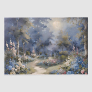 Papel De Seda Jardín Encantado de Decoupage bajo la Luz de la Lu