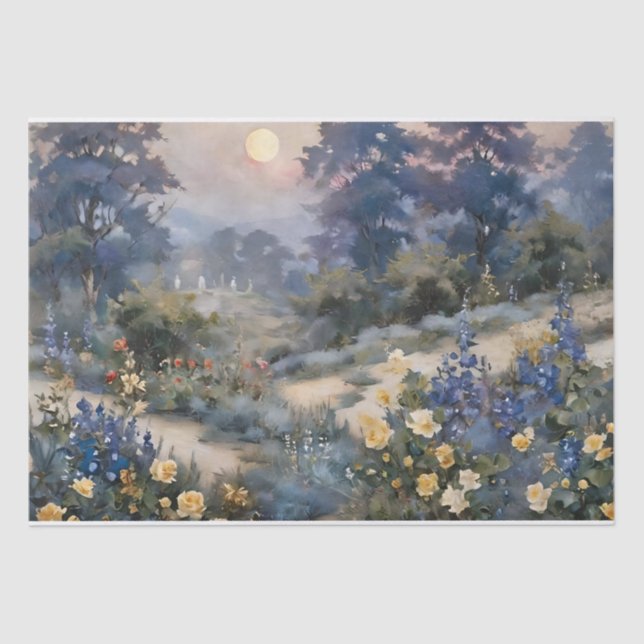 Papel De Seda Jardín Encantado de Luna Decoupage (Anverso)