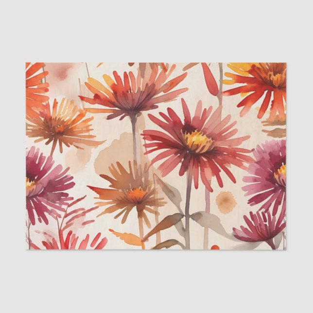 Papel De Seda Jardín estacional de otoño con flores de aster (Anverso)
