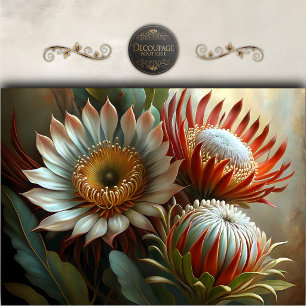 Papel De Seda Jardín exótico de proteas decoupage