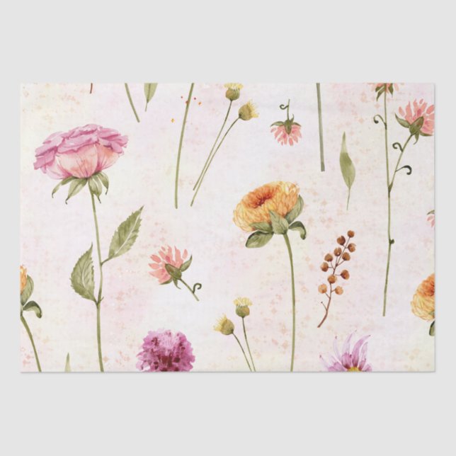 Papel De Seda Jardín floral elegante y moderno (Anverso)