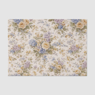 Papel De Seda Jardín Florido de Marfil Suave