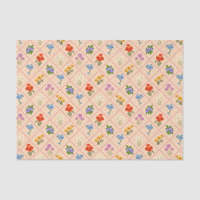 Papel De Seda Jardín Harlequin de flores silvestres (Anverso)