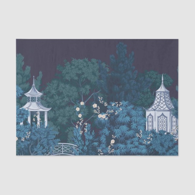 Papel De Seda Jardín iluminado por luna con encanto Chinoiserie (Anverso)