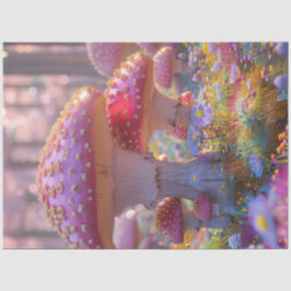 Papel De Seda Jardín mágico de los hongos rosados