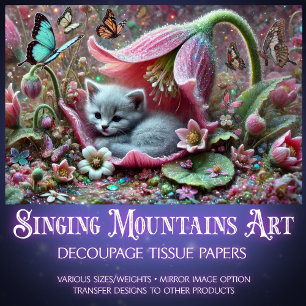 Papel De Seda Jardín Perfecto Gato Magia Decoupage