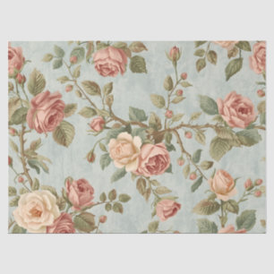 Papel De Seda Jardín Romántico de Rosas Vintage