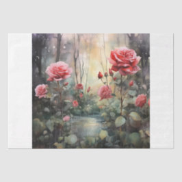 Papel De Seda Jardín Rosa