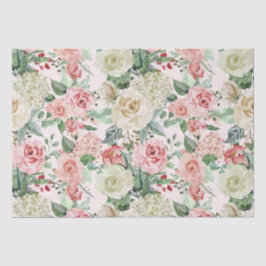 Papel De Seda Jardín rosa y rosa blanco pintado