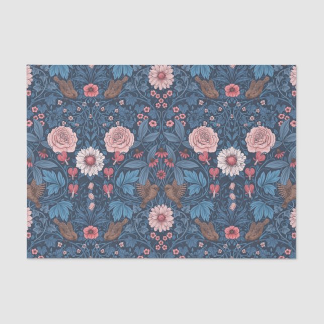 Papel De Seda Jardín salvaje en azul (Anverso)