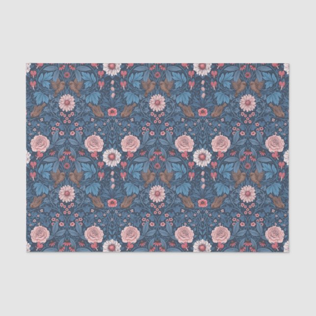 Papel De Seda Jardín salvaje en azul (Anverso)