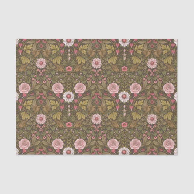 Papel De Seda Jardín salvaje sobre café marrón (Anverso)