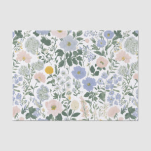 Papel De Seda Jardín Silvestre Cottagecore Azul Rosado